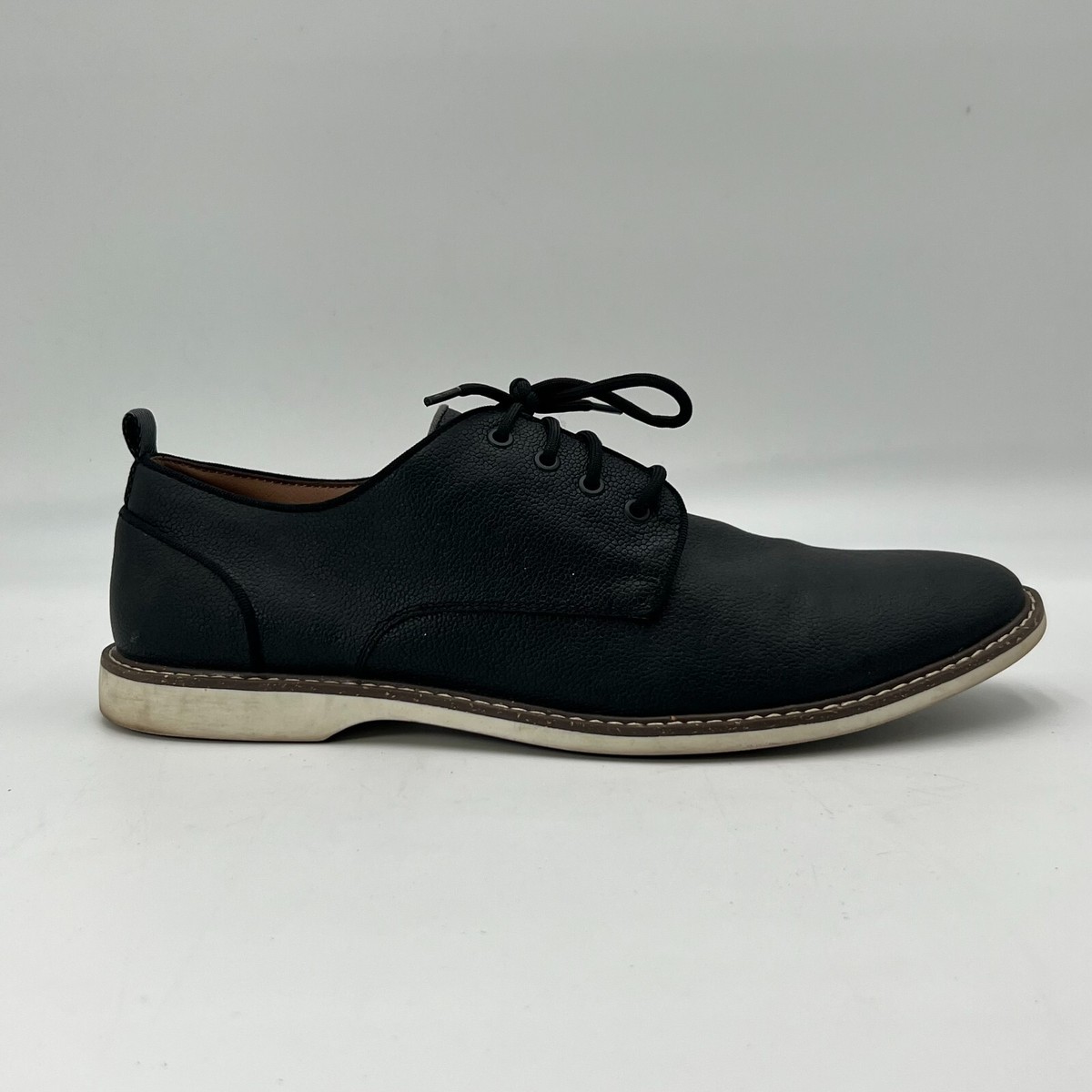 Parker And Sky Derby Shoes Classic Lace-Up Parker & Sky Mens Black Leather Shoes Lace Up Oxford Shoes  main image 2