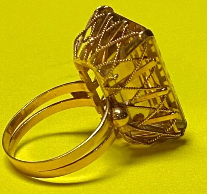 ANILLO ORO 18K (750) TALLA 9 CON CITRINO APROX 32 QUILATES PESO TOTAL 12+ GRAMOS Foto 4 de 4