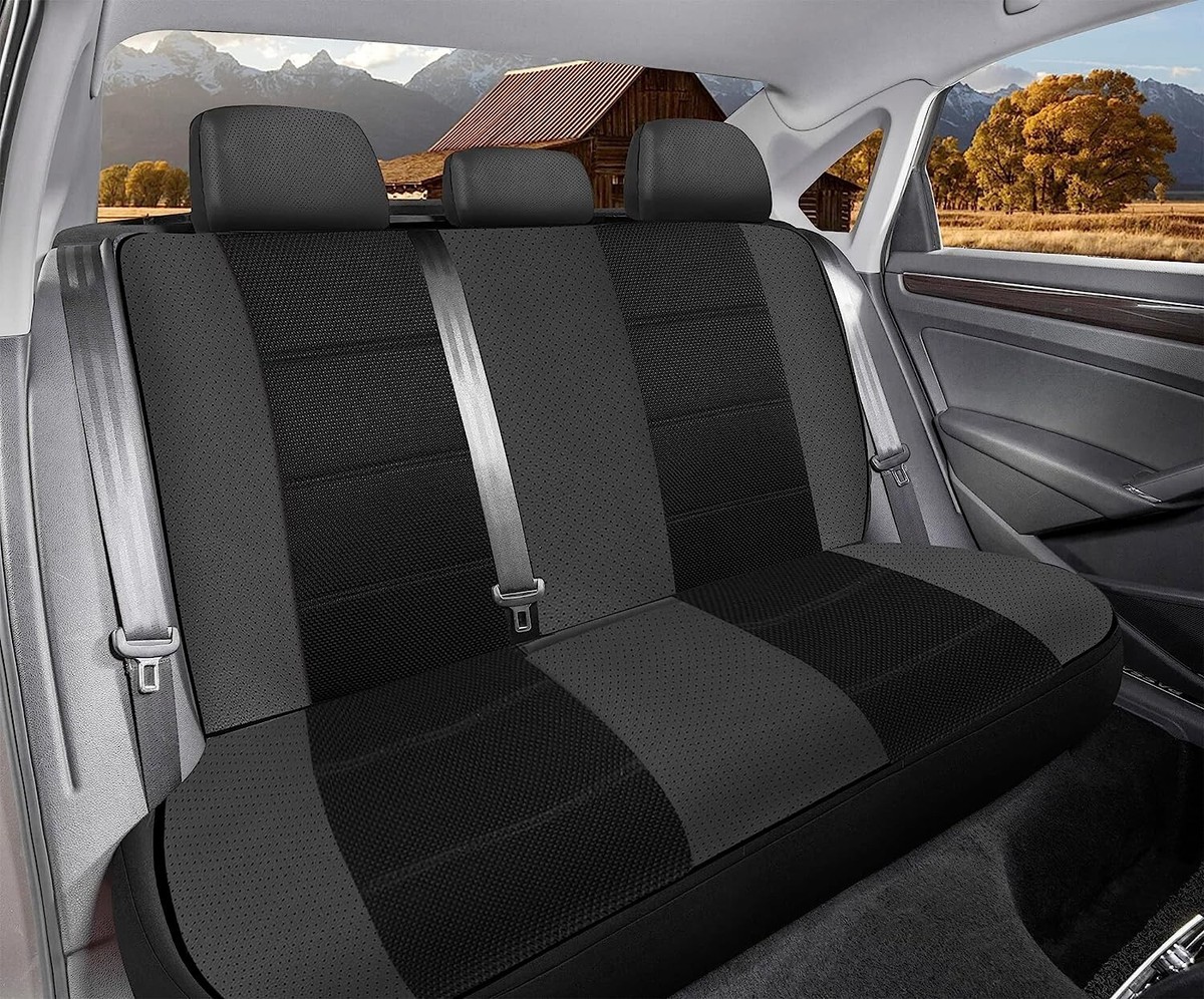 Forros Para Asientos Cuero Y Malla Para Carro Negro Gris