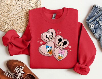 Disney Lover Heart Sweatshirt Valentines Day Crewneck Gift for her mickey  Mouse