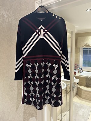 Karen Millen Knitted Argyle Dress L Uk 12 UK