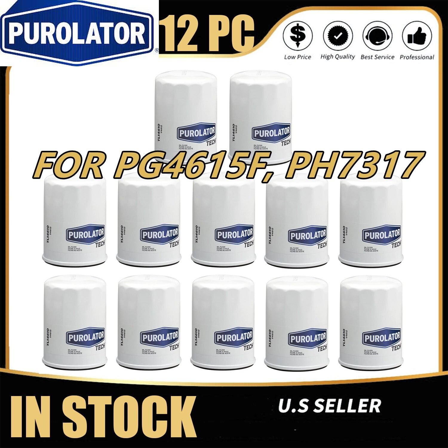 Case of 12 Engine Oil Filter Purolator PG4615F For ACURA HONDA, KIA, PH7317