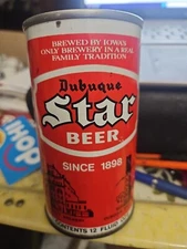 Dubuque Star Beer Flat Top Pull Tab 12 oz  Pull Tab Beer Steel Can 1970s Vintage