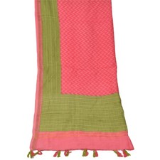 Sanskriti Vintage Dupatta Long Stole Chanderi Pink Scarves Printed Wrap Hijab