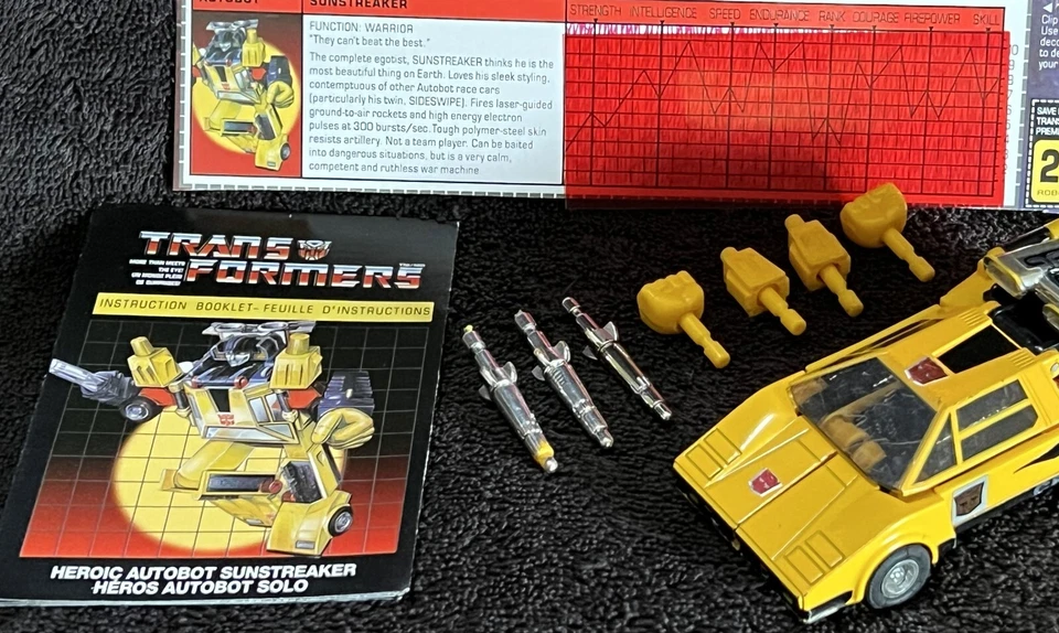 G1 1984 SUNSTREAKER • 100% COMPLETE w/TECH SPEC • VINTAGE G1 TRANSFORMERS - Image 2 of 4