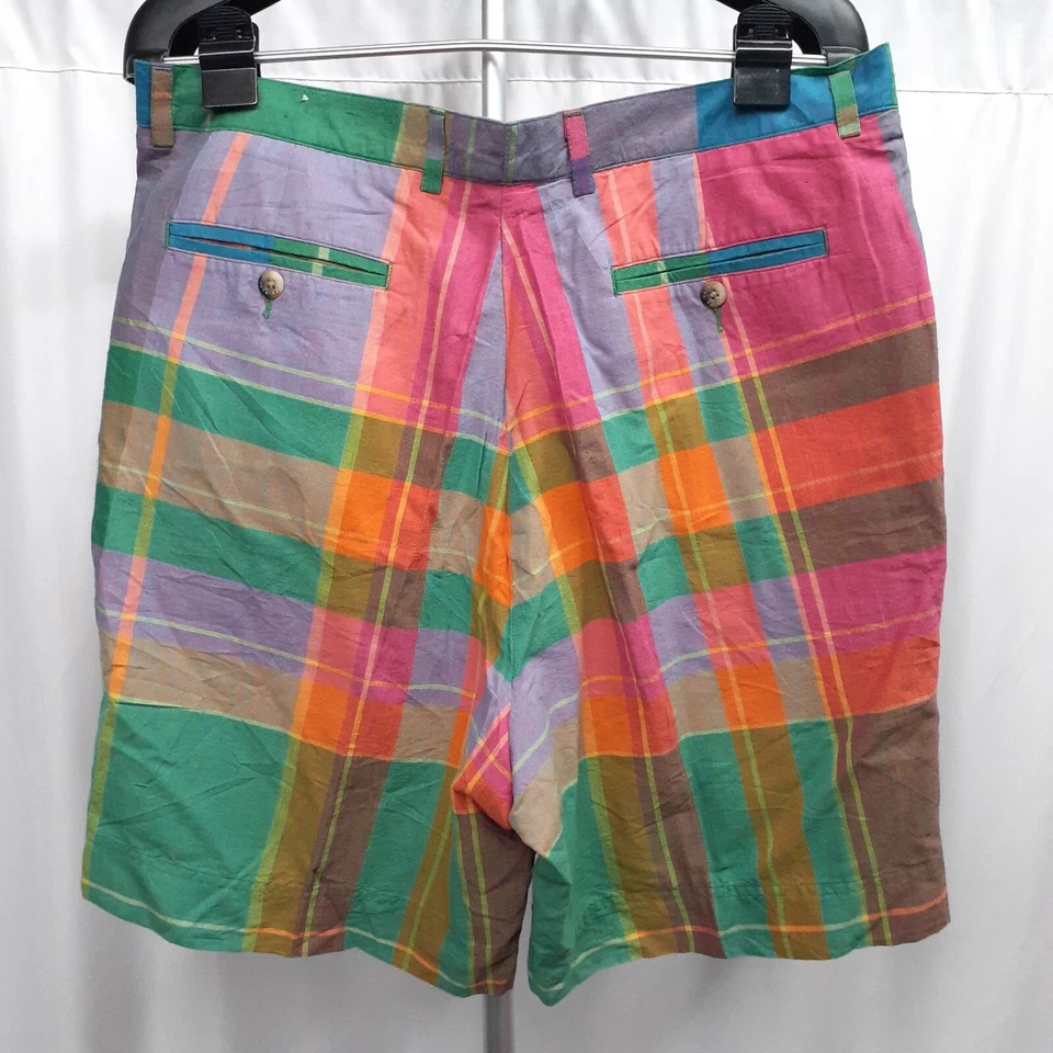 Pantalones Cortos Nautica De Colección Para Hombre 36 38 Pantalones Cortos A Cuadros Madras Pastel Algodón Verde Rosa Foto 3 de 4