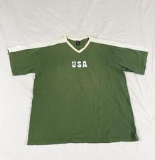 VTG Levi's Mens Green Short Sleeve V Neck Made In USA T-Shirt XL