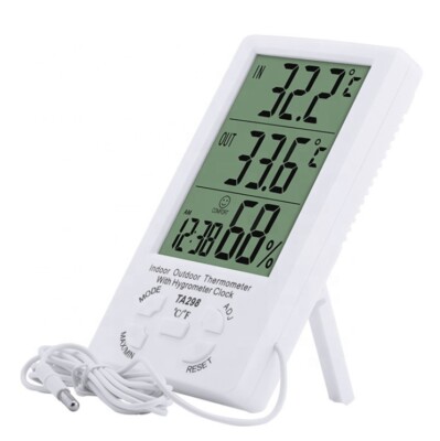 Hygrometer Indoor & Outdoor   Sensorkabel / großes Display / digitale Anzeige.