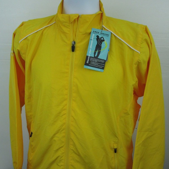 Page & Tuttle Mens Free Swing Golf Wind Jacket Sz M Bright Yellow Full