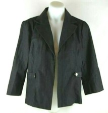 New York Company Dark Wash Open Front 3/4 Sleeve Blazer Women's 14 Cotton Blend