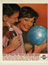 1963 PEPSI COLA Soda pretty girl bowling Vintage Print Ad