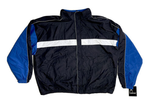 New Head Jacket Men’s XXL Windbreaker Tennis Athletic Black/Royal Blue 2XL
