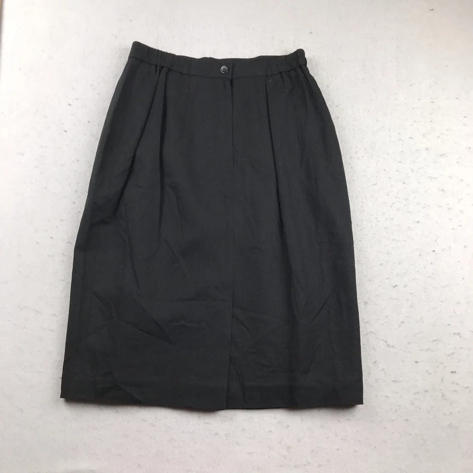 Falda Worthington para mujer 10P negra mezcla de lino forrada abertura trasera cremallera recta Foto 3 de 4