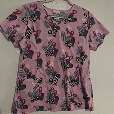 SCRUB UNIFORM TOP BREAST CANCER STRETCH sizes Medium