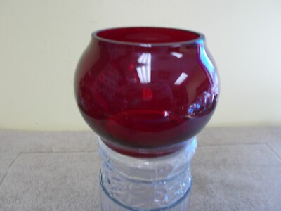 VINTAGE KOPP RED RUBY GLASS LANTERN GLOBE THICK OIL R-R BALL SHAPE
