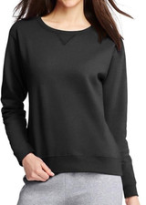 Hanes Women's Ecosmart Crewneck Sweatshirt Long Sleeve Cotton Blend Size L Black