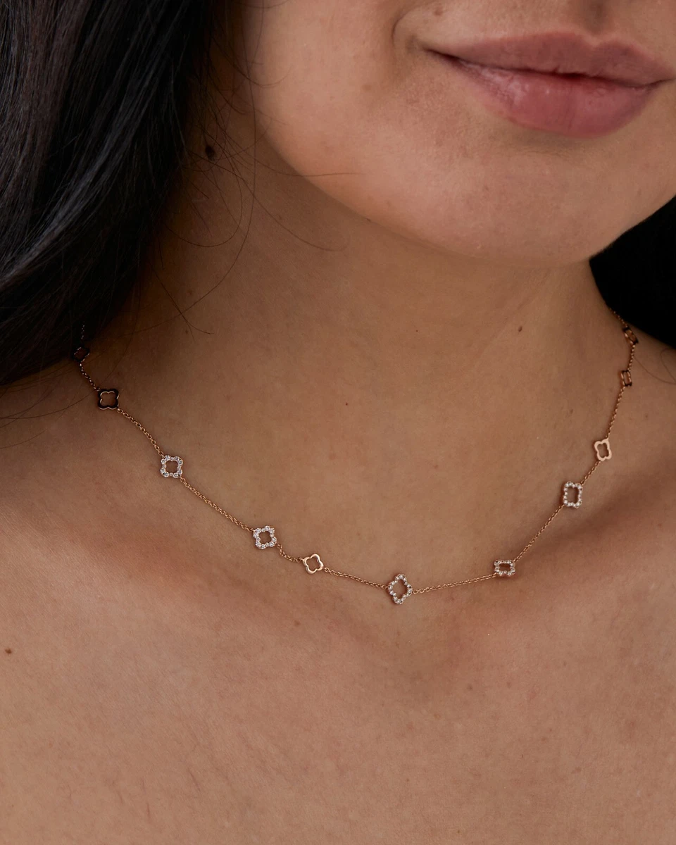 BLACK DIAMONDS CLOVER ROSE GOLD NECKLACE