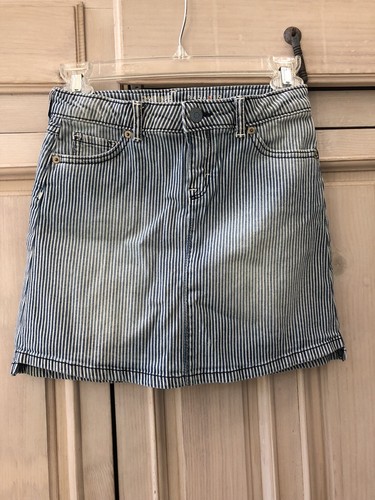 New With Tags Gymboree Girls Blue Striped Denim Blue Jean Skirt Size 7 - Picture 8 of 9
