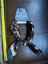 Cute and Pretty Juncture Black Tan Scarf Silk Leopard Print