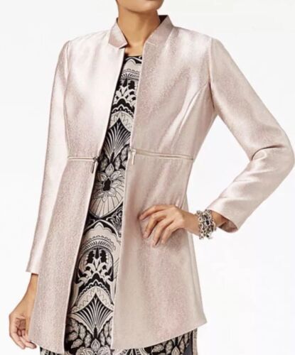 New Alfani Modern Rose Metallic Open Jacket Zipper Detail Sz 8 - Picture 1 of 10