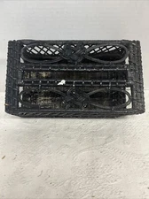 Vtg Woven Wicker Tissue Box Cover Painted Black 10”x  4” 