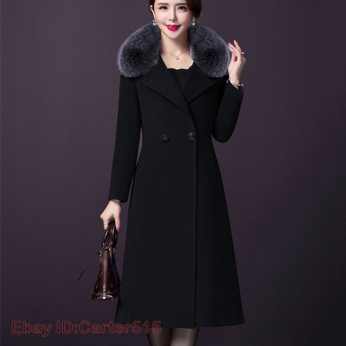 Women Autumn and Winter Embroidered Large Woolen Medium Length Slim Over Knee Woolen Coat main image 0