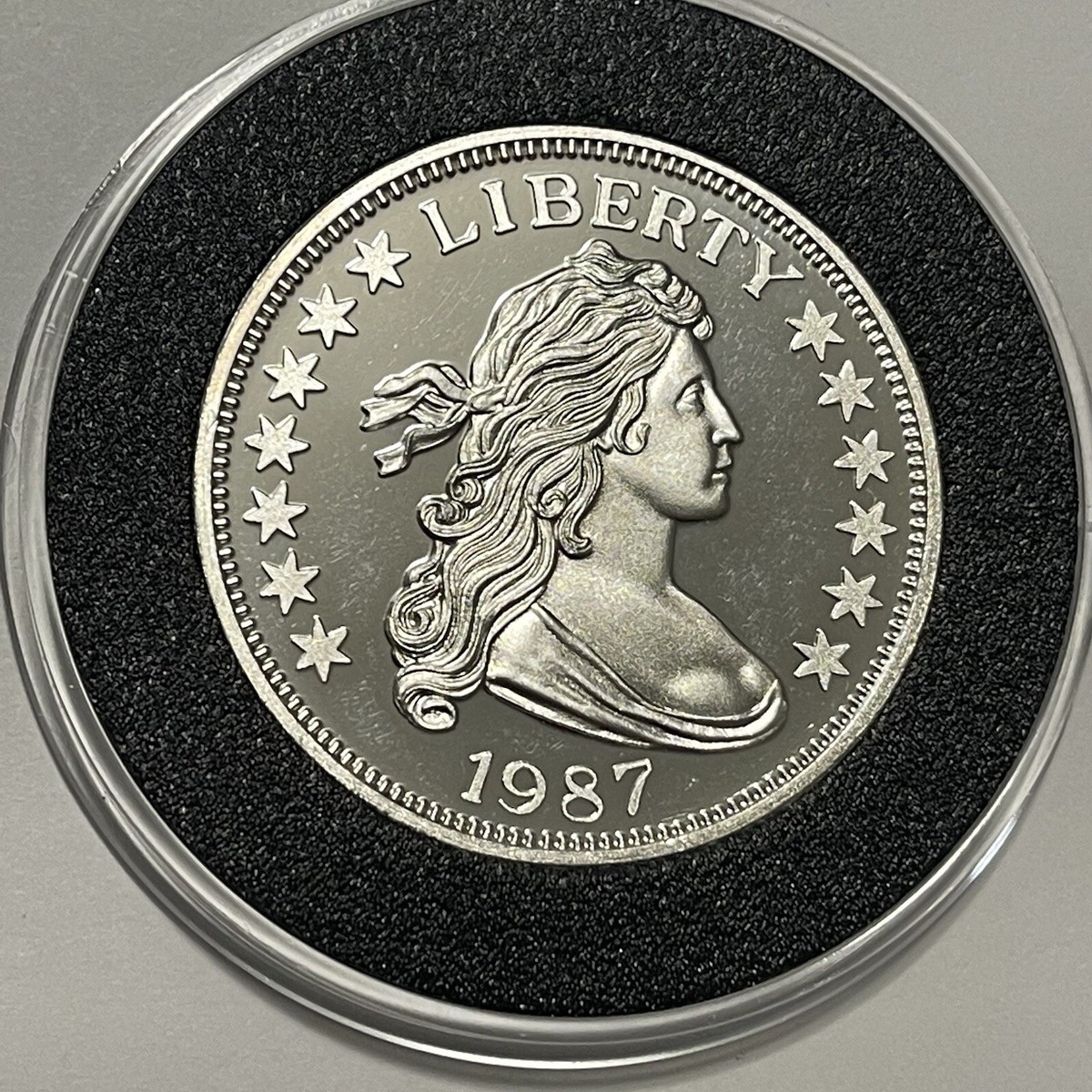 アンティーク雑貨 Rare vintage 20century pure silver 1987 Bust Dollar Rare Collector Vintage Coin 2 Troy Oz .999 Fine