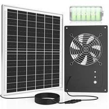15000mAh Solar Exhaust Fan 25W for Chicken Coop Shed Greenhouse