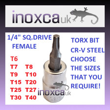 TORX BIT 1/4" SQ SQUARE SOCKET DRIVE FEMALE T7 T8 T9 T10 T15 T20 T25 T27 T30 T40