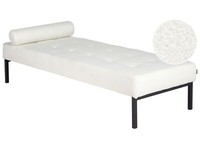 Chaiselongue Bouclé Stoffbezug Weiß Gesteppt Mit Kissen Metallgestell Chinon