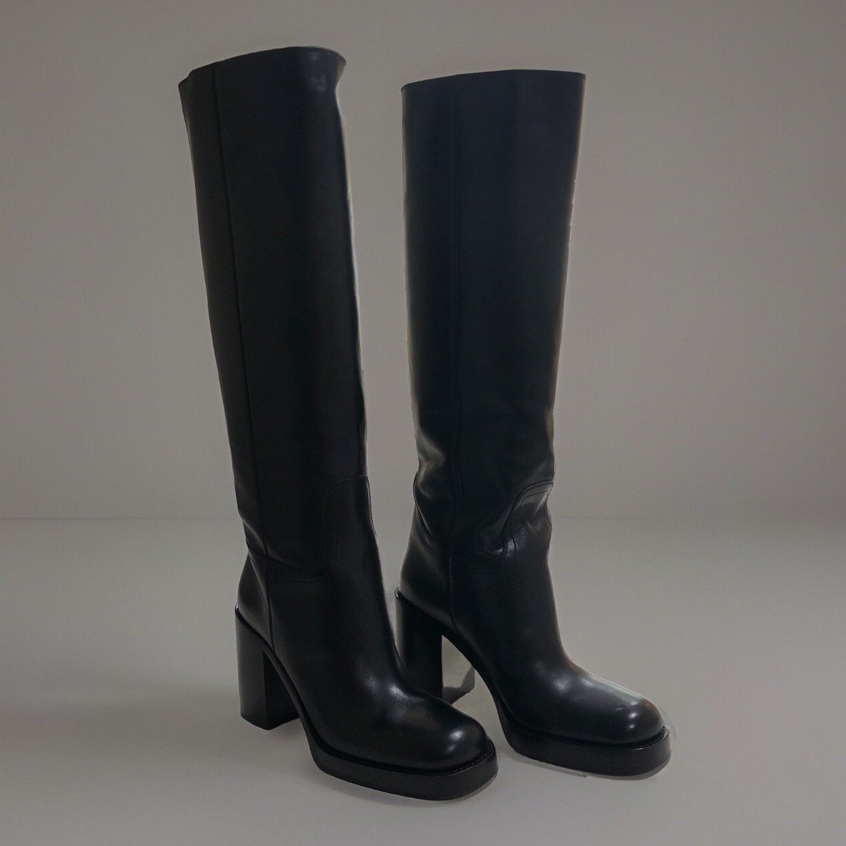 Prada Women's Black Leather Boots Size 38 | eBay
