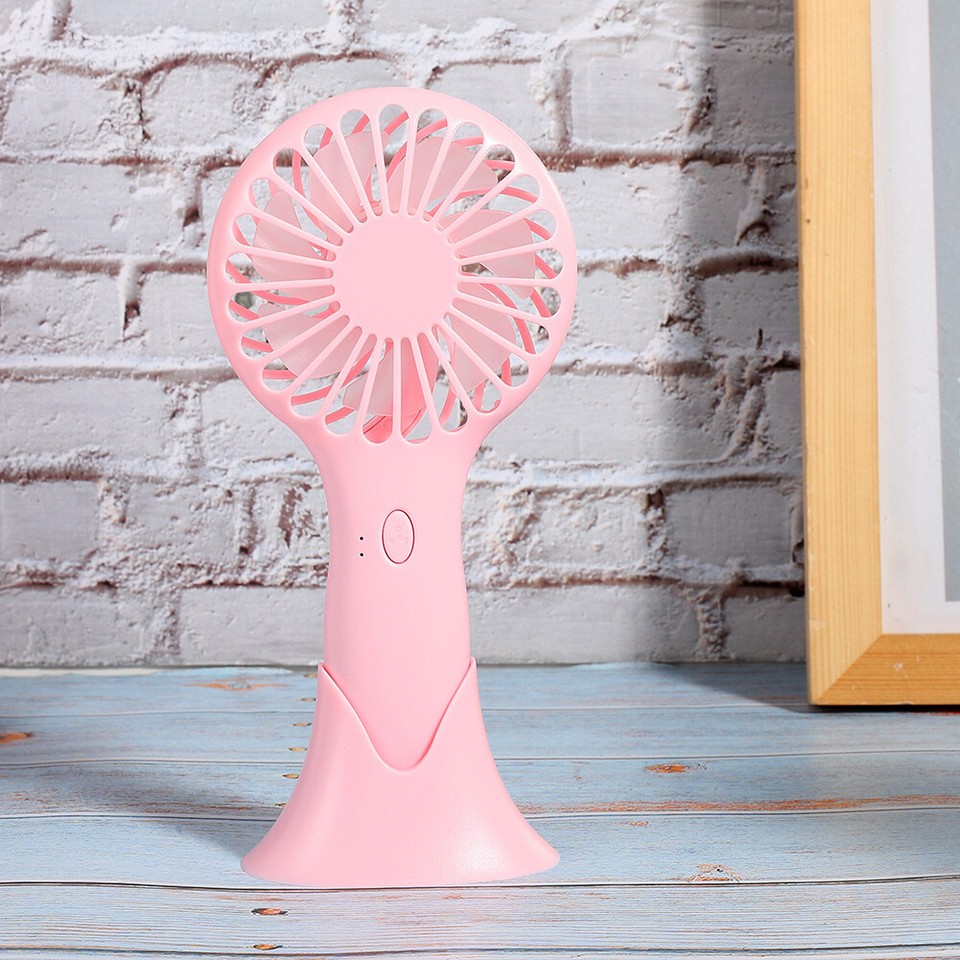 Pink Handheld Fan Mini Cooling System Home Office Supplies 3Speed