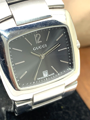 GUCCI Unisex Watch 8500M Swiss Quartz Gray Dial Silver Stainless