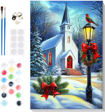 Winter Paint By Numbers For Adults Framed Christmas Church Adults Paint-by-Numbe