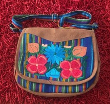 Women  s Multicolor Floral Embroidered Rectangle Crossbody Bag Zip
