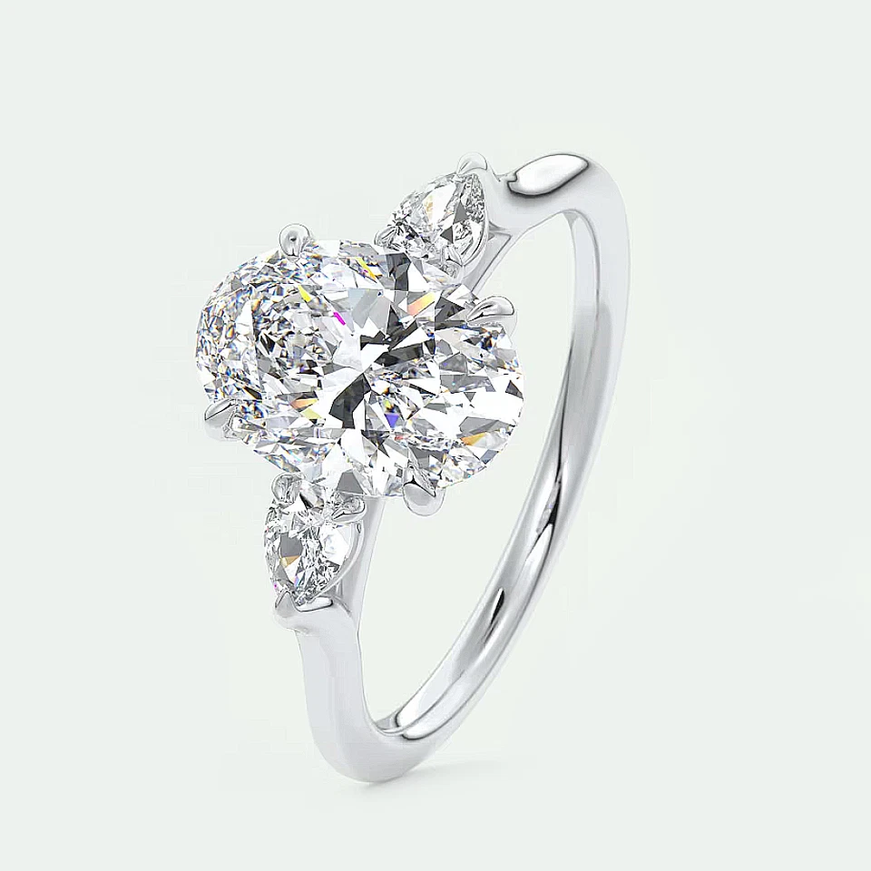 Wedding Ring Lab Grown 950 Platinum 2.30 Carat IGI Certified Oval Cut Diamond - Image 3 of 4