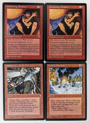 Consuming Ferocity 2X, Vertigo 1X, Word of Blasting 1X - MTG Mirage Red - Fast