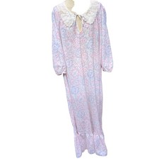 Vintage Light Pink Frilly Nightgown Large Collared floral