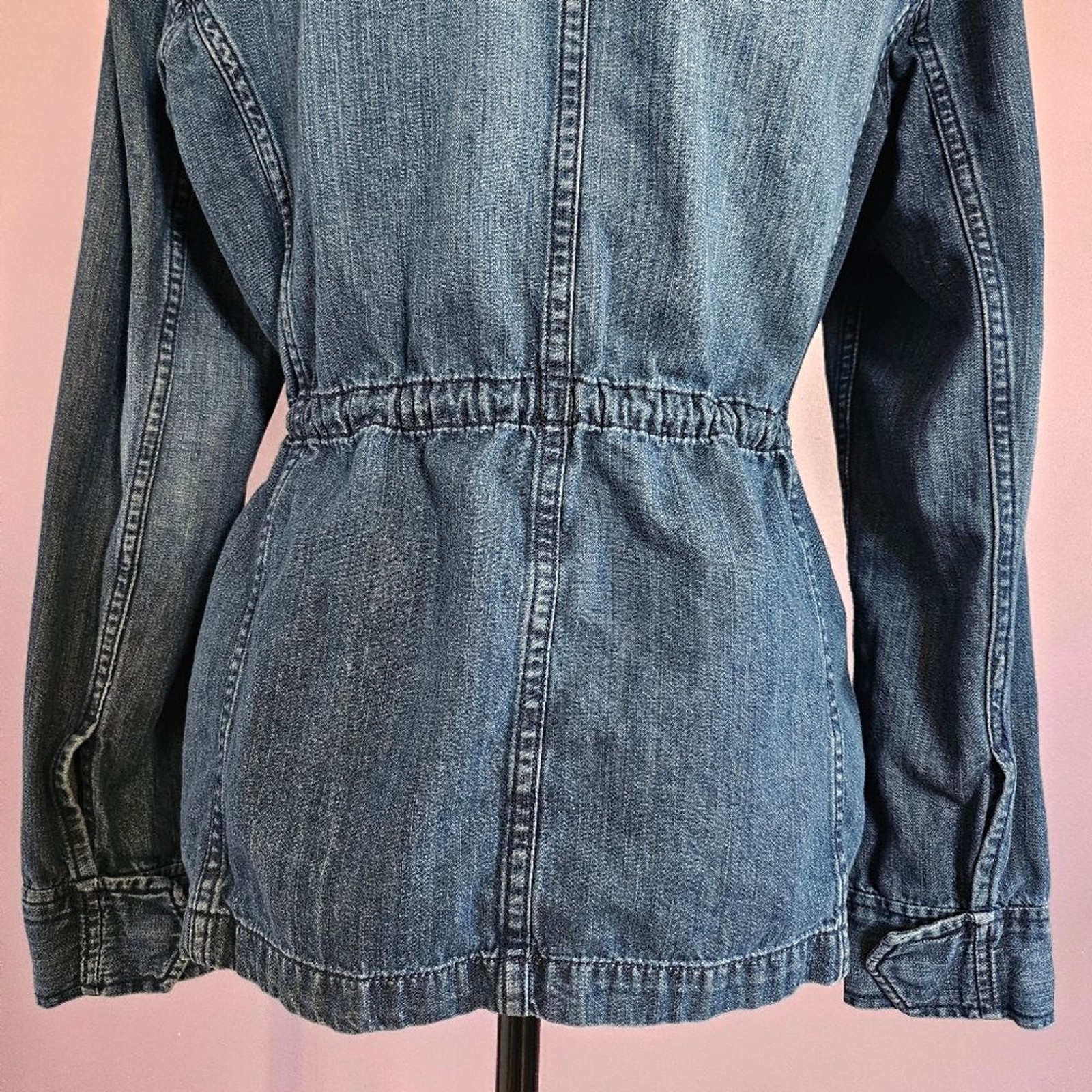 Medium Gap Medium Wash Denim Drawstring Waist Zip… - image 11