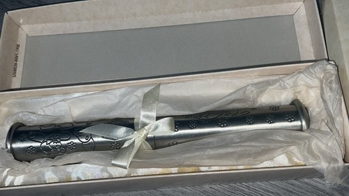 Birth Certificate Holder Engraving Keepsake Tube Stork Baby Gift Pewter - Picture 8 of 10