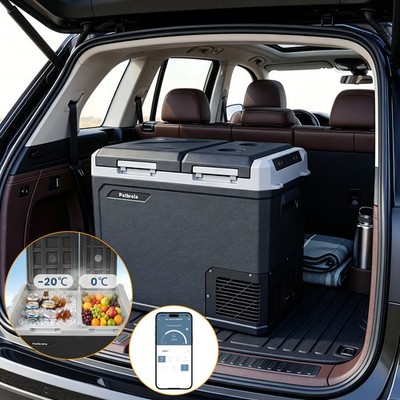 Kompressor Kühlbox 50L Auto Kühlschrank Camping Gefrierschrank Dual Zone 12/24 V