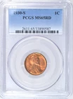 1930-S LINCOLN WHEAT CENT PCGS MS65 RD CHOICE BU