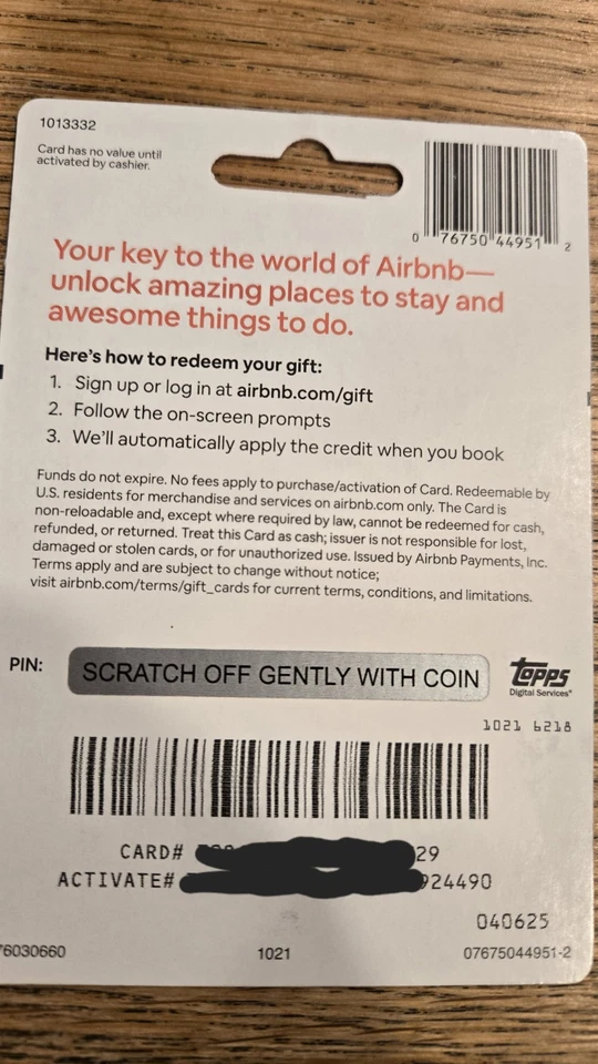 Cartão-presente Air BNB US$ 100 - Novo em folha, sem validade. - Imagem 2 de 2