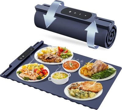 Food Warming Mat - Fast & Full Surface Heating, Silicone Heat Pad with 3 Adjusta