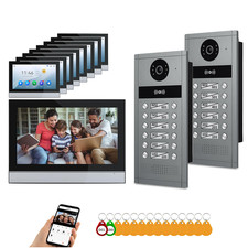 7 Inch Wired Video Intercom System for Apartments, 9 Units, 1080P Touchscreen