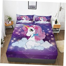 Purple Girls Sheet Size, Glitter Stars Magic Unicorn Bed Twin Star Unicorn