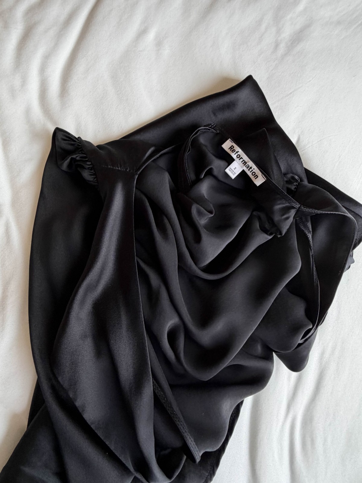 Reformation Black Casette Silk Dress Size 2 image 3