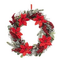 Weihnachtskranz TüRkranz 50 Cm Rot Adventskranz Weihnachtsdeko Weihnachten Deko