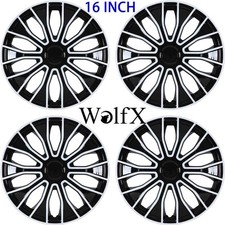 16 Wheel Rims Covers Snap On Car Universal Whiteblack Hubcaps Abs 4pcs