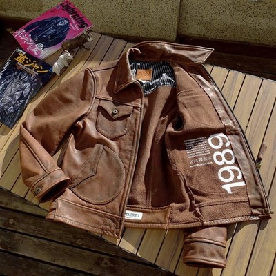 Mens Distressed Full-Grain Cowhide Leather Jacket Unlined  display picture 3